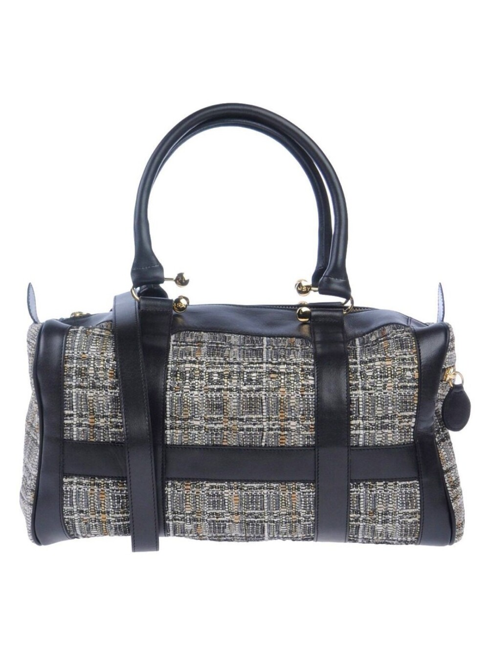 Black & Gray Tweed Satchel Handbag